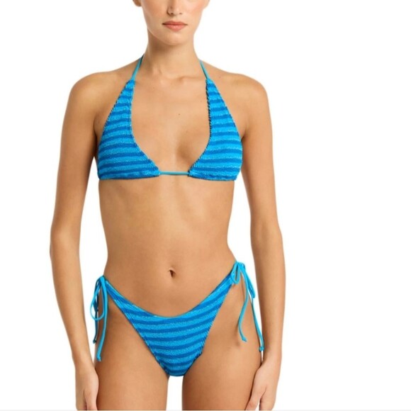 Old Navy Purple & Blue Stripe String Bikini Top (L) & String Bikini Bottom (S) - Picture 2 of 9